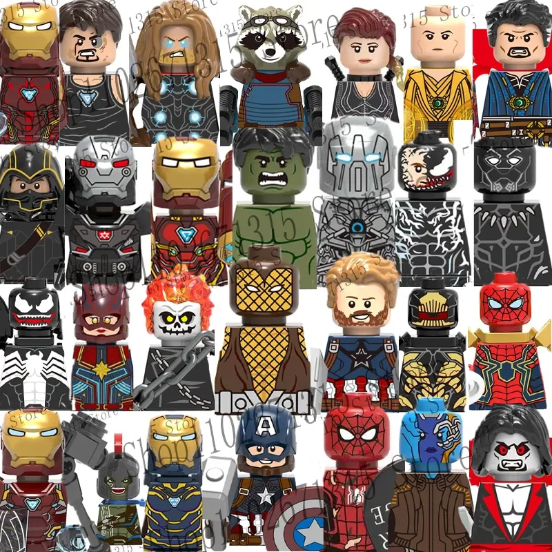 Lego Minifigure Holder - 마블 어벤져스 슈퍼히어로 블록 아이언맨 닥터